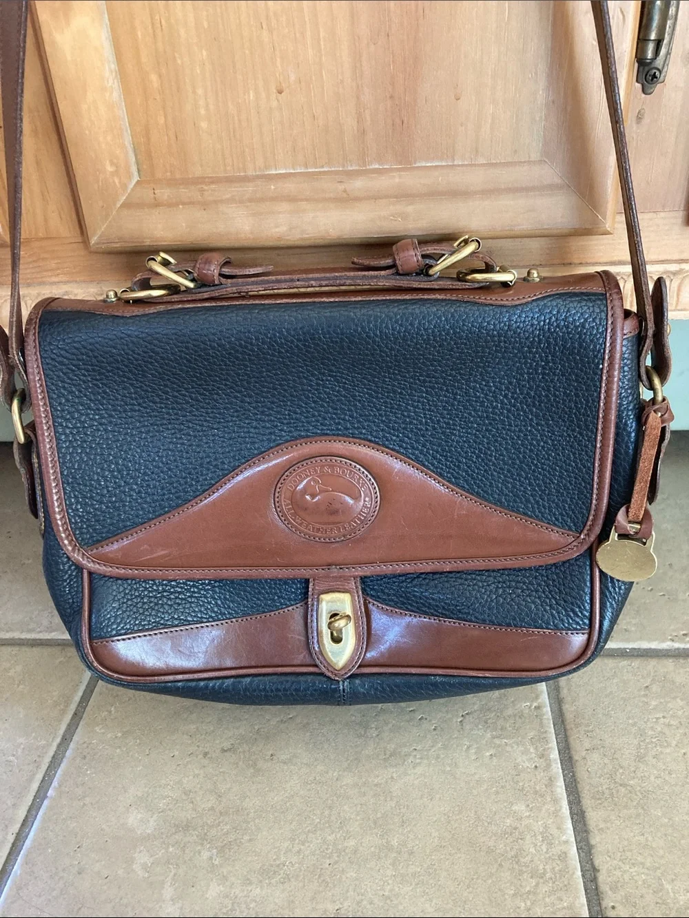 Dooney & Bourke Brown and Black Leather Crossbody Bag